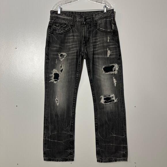Rivet De Cru Relaxed Straight Leg Flap Pocket Distressed Denim Jeans Mens 32X32 - Picture 1 of 7